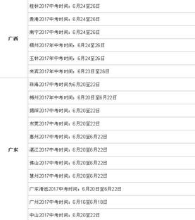 2019年全国中考时间安排