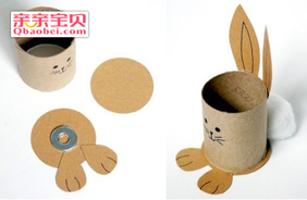 纸筒兔子收纳笔筒制作方法2