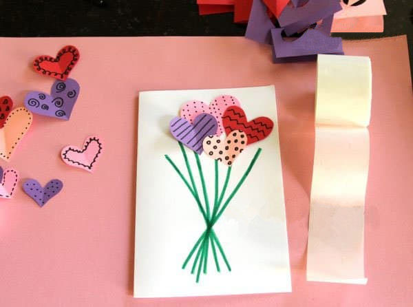 母亲节创意爱心花束卡片制作方法3