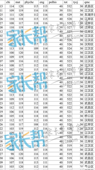 据说这是武汉15年中考前几名的成绩？