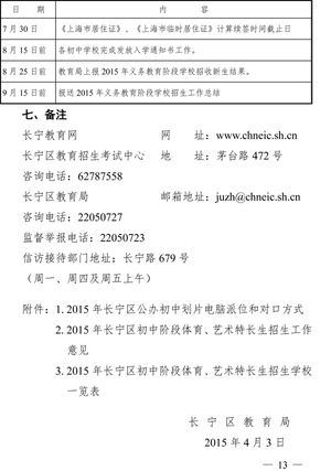 2019年上海长宁区义务教育阶段学校招生入学工作实施意见