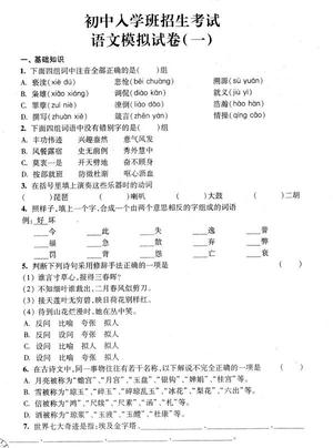2019上海重点中学小升初考试语文模拟一1