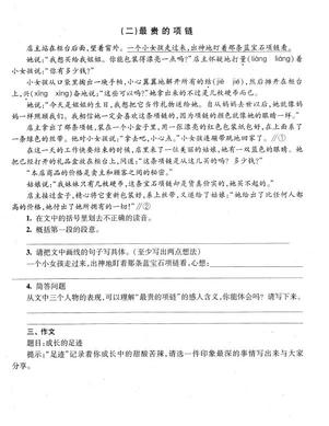 2019上海重点中学小升初考试语文模拟一3