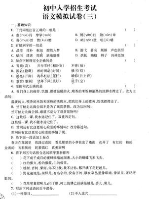2019上海重点中学小升初考试语文模拟三1