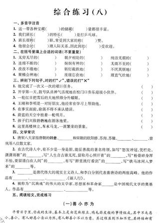 2018年上海小升初考试语文综合练习题八1