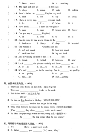 2018年上海小升初考试英语综合练习题四3
