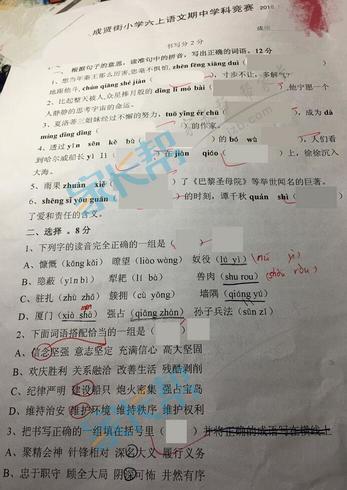 南京小学期中试卷