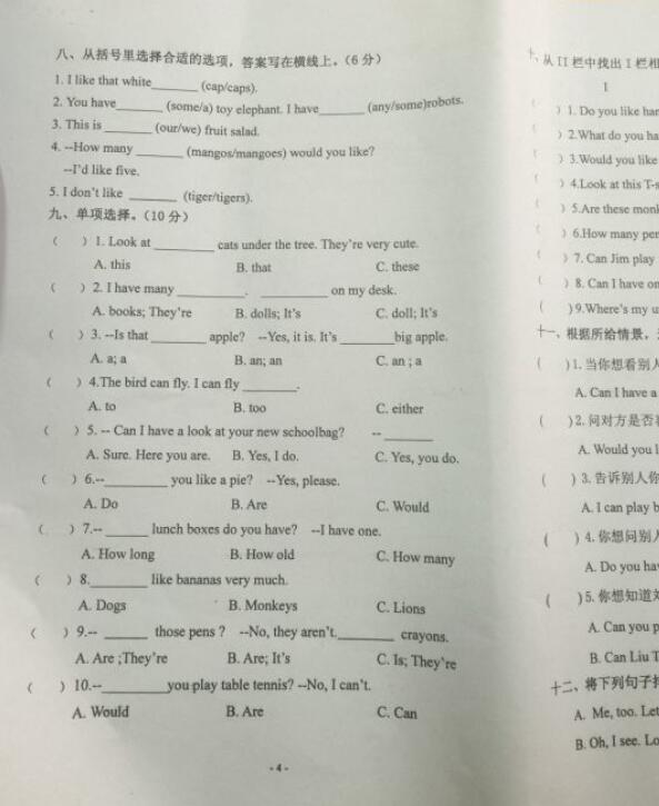 南京小学期中试卷