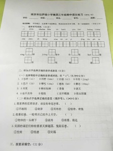 南京小学期中试卷