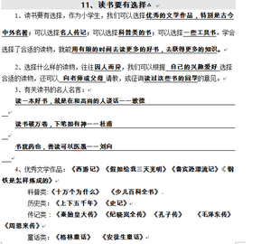 苏教版语文六年级下册预习知识点《读书要有选择》