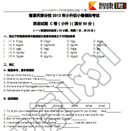 2013小升初小外中学小卷模拟考试英语试卷