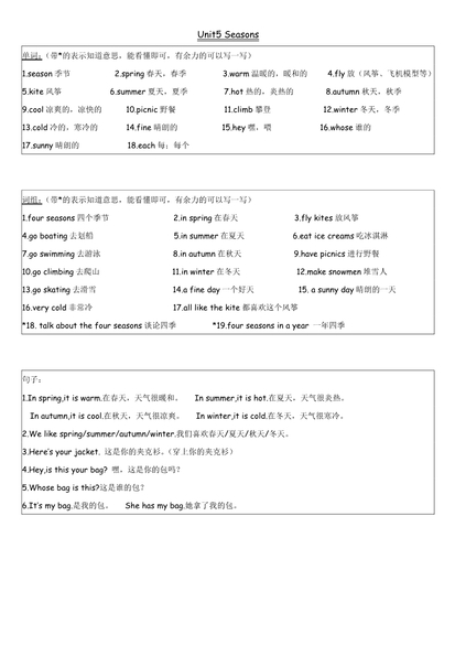 南京小学单元知识点归纳