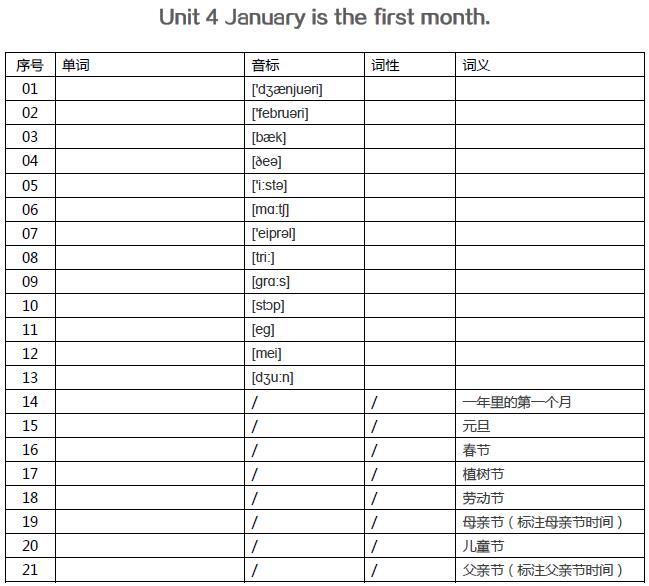 小学英语单词