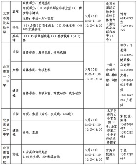 海淀区2019小升初体育特长生专业考查安排表5