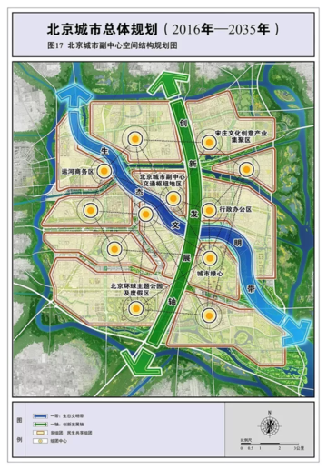 北京城市总体规划（2019-2035年）北京城市副中心空间结构规划图