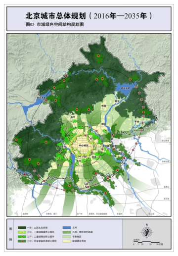 北京城市总体规划（2019-2035年）市域绿色空间结构规划图